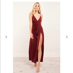 Black High Slit Romper